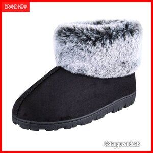 Microsuede Bootie Slippers with Memory Foam Indoor Outdoor Sole